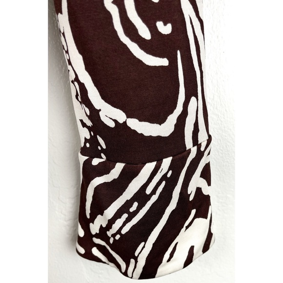 Diane von Fuerstenberg dress abstract pattern 100% Silk DVF Brown Cream Shift 4. - Picture 3 of 5